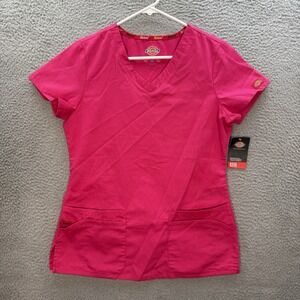 Dickies Scrub Top Womens Small Pink Smock Nurse Medical Dental Veterinarian NEW